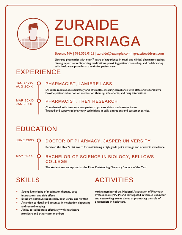 Modern chronological resume